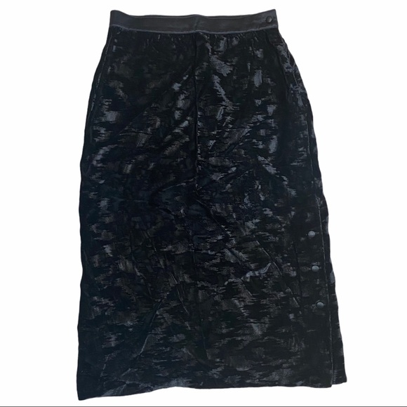 Vintage Escada Black Crushed Velvet Midi Pencil Skirt Size 8 Whimsigoth Romantic - Picture 2 of 7